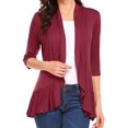thumbnail image 1 of Cardigan Ouvert Léger Décontracté pour Femmes Manches 3/4 Col Ample à Volants, 1 of 3