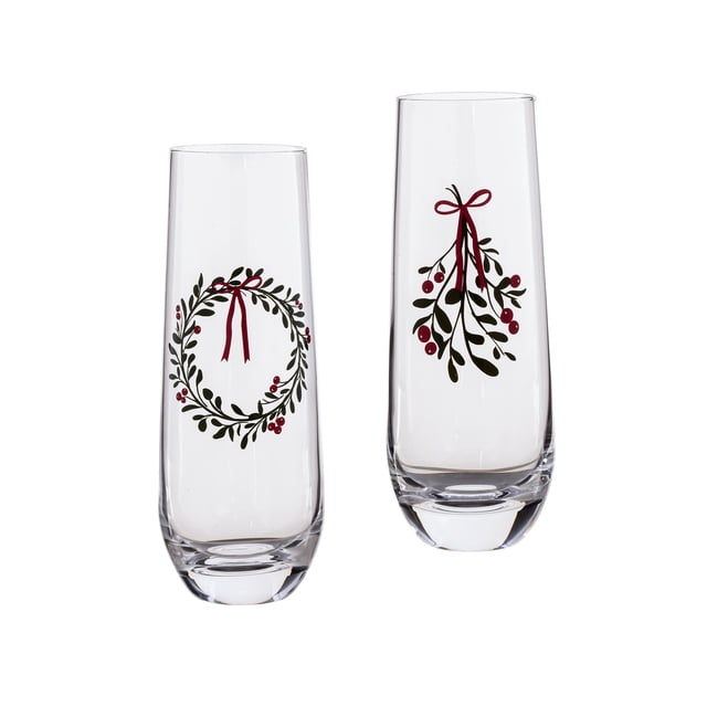 Holiday Time Cranberry Champagne Glass 2 Pack
