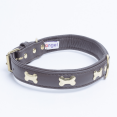 thumbnail image 1 of ROTTERDAM BONES Leather Dog Collar Single- Row Bones, 1 of 3