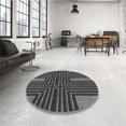 thumbnail image 4 of Ahgly Company Tapis de Zone Rond Gris Transitionnel pour Intérieur Lavable à la Machine, 4 Pieds Rond, 4 of 7