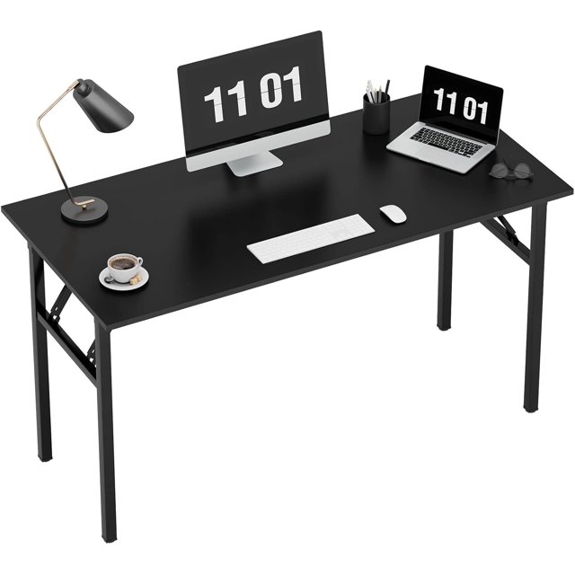 Folding Computer Desk Foldable Work Desk Table Writing Desk Folding Home Office Desk No to Assemble Teak&