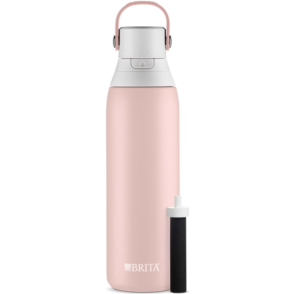 Brita Bouteille d'Eau Filtrante en Acier Inoxydable Isolée avec Paille, Bouteille d'Eau Sans BPA pour le Sport, les Voyages Ou la Randonnée, Idéale pour