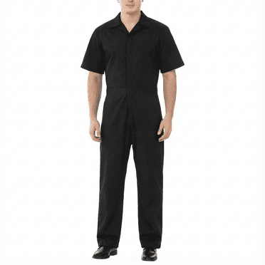 TOPTIE Combinaison pour Hommes à Manches Courtes, Combinaison de Travail à Fermeture Éclair pour Mécaniciens, Combinaison Noire