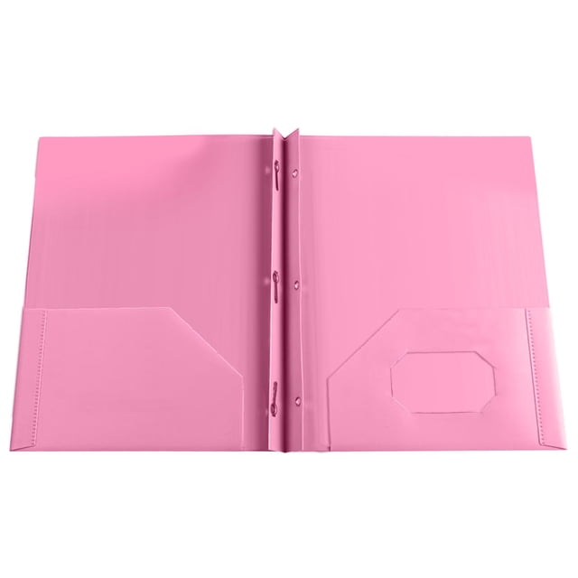 Pink Plastic Folder With Pockets Letter Size File Folder Document Organizer For Office School Supplies Heavy Duty Portfolio With Card Slot