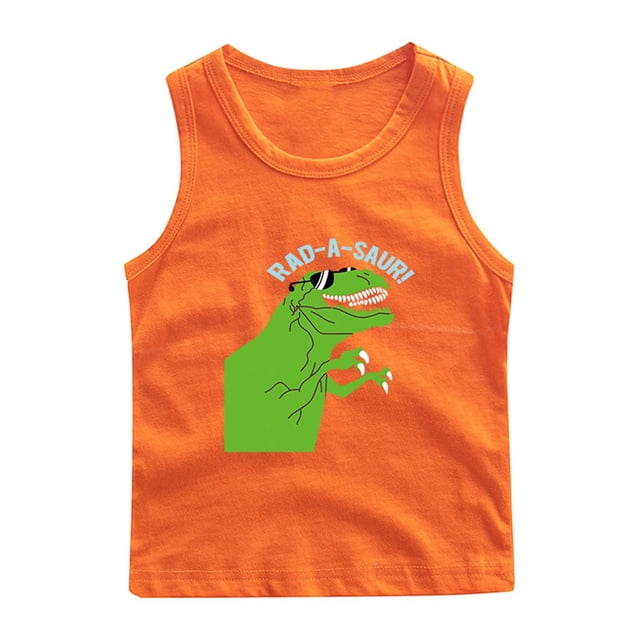 RXIRUCGD 2025 Vêtements d'Été pour Enfants Chemise de Base à Col Rond Sans Manches pour Garçons