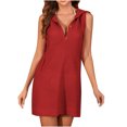 thumbnail image 2 of Gspmoly Robes Décontractées pour Femmes, Robe Décontractée pour Femmes de Couleur Unie Ample à Capuche avec Boutons, Cordon de Serrage, Sans Manches, à Col en V, Robe de Cocktail, Offres Hebdomadaires, 2 of 4