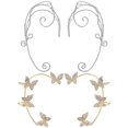 thumbnail image 1 of 2 Paires de Boucles d'Oreilles Elf Manchette Papillon Clip sur Boucles d'Oreilles Sans Perçage Clips Bijoux, 1 of 8