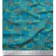 thumbnail image 1 of Soimoi Blue Heavy Satin Fabric Lemon Slice Vegetable Fabric Prints By Yard 54 Inch Wide, 1 of 3