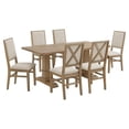 thumbnail image 1 of Pemberly Row Ensemble de Salle à Manger de Style Ferme en Bois de 7 Pcs, Brun Rustique, 1 of 15