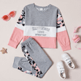thumbnail image 1 of PatPat Kid Girls Pullover Printed Colorblock Sweatshirt and Joggers Set 2 Piece Sizes 4-12, 1 of 7