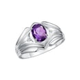 thumbnail image 3 of RYLOS Men's Rings 14K White Gold Rings Classic Designer Style 9X7MM Oval Gemstone &  Diamond Ring Amethyst February Birthstone Rings For Men Size 8, 3 of 7