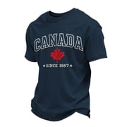 Hommes Canada Célébration T-shirt Drapeau d'érable canadien T-Shirt à manches courtes Été Top Hommes Canada Fête de l'érable Imprimer Casual Patriotique Canadian Maple Leaf Graphic Short Sleeve Tee