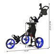 thumbnail image 2 of Gymax 3-Wheel Foldable Golf Push Pull Cart Trolley w/ Seat Adjustable Handle Blue, 2 of 10