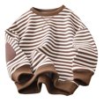 thumbnail image 2 of RXIRUCGD Chandail en Molleton Rayé Unisexe pour Enfants Filles Garçons Manches Longues Col Rond Chandail en Molleton Tendance Pull Décontracté Hauts Pulls Tenues d'Automne Vêtements d'Hiver 2024, Chandail en Molleton Marron pour Filles Taille 6-7 Ans, 2 of 4