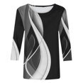 thumbnail image 4 of Pompotops T-shirt de Mode pour Femmes, Blouse Mi-Longue à Manches 3/4, Col Rond, Hauts Décontractés en Liquidation, 4 of 5
