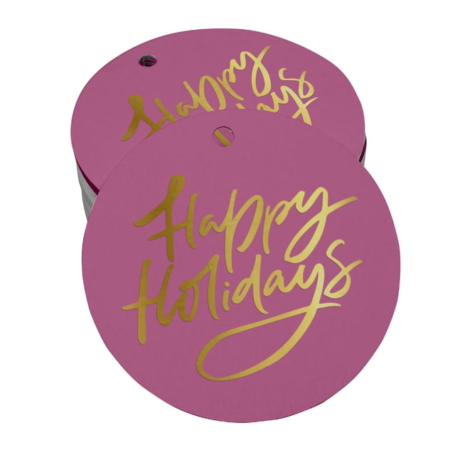 Inkdotpot Pack Of 100 Happy Holiday Favor Paper Tags Craft Real Gold Foil Hang Tags