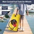 thumbnail image 4 of BeesClover 15 Gallon Portable Fuel Tank with Wheels, Red Gas Caddy with Manual Siphon Pump & 10FT Hose, T-Handle for Easy Carry, Included for Cars, ATVs, Boats, 4 of 7