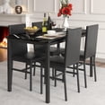 thumbnail image 1 of AWQM 5-Peice Dining Table Set, Faux Marble Dining Room Table and Chairs Set, Rectangle Kitchen Table Set with Durable Metal Frame and Upholstered Chairs, for Dining Room, Kitchen, Black, 1 of 11