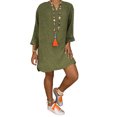 thumbnail image 1 of MAWCLOS Ladies Mini Dresses V Neck Short Dress Solid Color Sexy Holiday Long Sleeve Army Green 3XL, 1 of 2