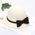 thumbnail image 2 of Chapeau Melon Petit pour Femme, Automne et Hiver, Nœud, Bout Rond, Décontracté, Style Bassin de Pêcheur, 2 of 3