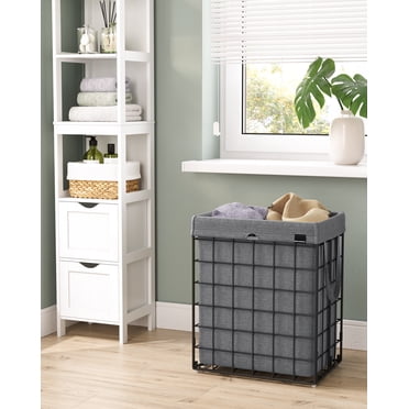SONGMICS Panier à Linge, 90 L (23,8 gal), Pliable, Noir et Gris ULCB190G01