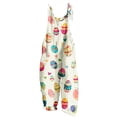 thumbnail image 3 of QATAINLAV Womens Loose Fit Wide Leg Overalls with Pockets Cotton Linen Sleeveless Spaghetti Strap Baggy Romper Easter Rabbit Egg Graphic Jumpsuits Multicolor XXL Ofertas de Hoy en Liquidación, 3 of 6