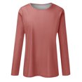 thumbnail image 4 of AherBiu T Shirts for Women Fall Long Sleeve Crewneck Basic Tee Tops Loose Solid Color Comfy Shirts, 4 of 5