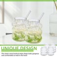 thumbnail image 3 of HLONK Ikopy 8Pcs 650ml Ribbed Glass Cups Set Creative Wavy Drinking Glasses Clear Glassware Drinking Glasses Straws for Coffee Cocktail Juice Water Soda Tea, 3 of 10