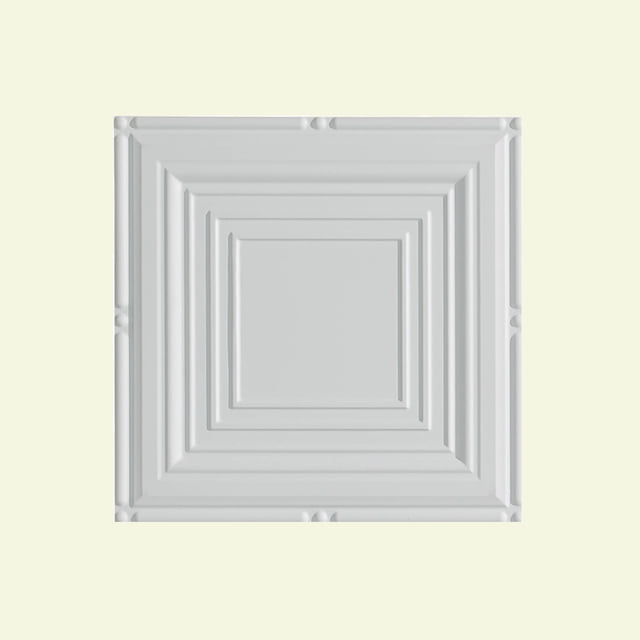 Fasade Easy Installation Portrait Matte White Glue Up Ceiling Tile/ Ceiling Panel (12" X 12" Sample)