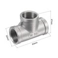 thumbnail image 3 of Unique Bargains 3/4 NPT Female Thread Tee Pipe Fitting Hose Adapter 304 Stainless Steel, 3 of 5