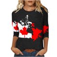 thumbnail image 2 of TopLLC Tenues du 4 Juillet pour Femmes Hauts d'Été pour Femmes, Hauts d'Été pour Femmes Mode Femmes Impression Canada Col Rond T-shirt Manches 3/4 Chandail Haut Blouse, 2 of 5
