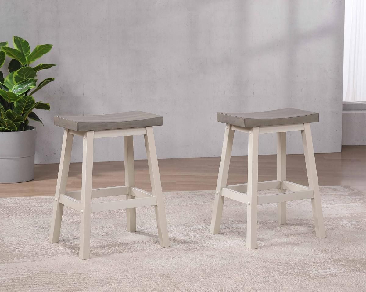 Tabouret de bar Sarah, ensemble de 2, Gris/Blanc
