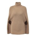 thumbnail image 5 of IROINID Women's Turtleneck Pullover Sweater Solid Color Comfy Mid-Length Elbow-Length Cloak-Stylish Sweater, 5 of 5