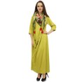 thumbnail image 3 of Bimba Robe Longue Vert Lime à Col Bénitier pour Femme de Designer avec Foulard à Franges Imprimé - 22, 3 of 6