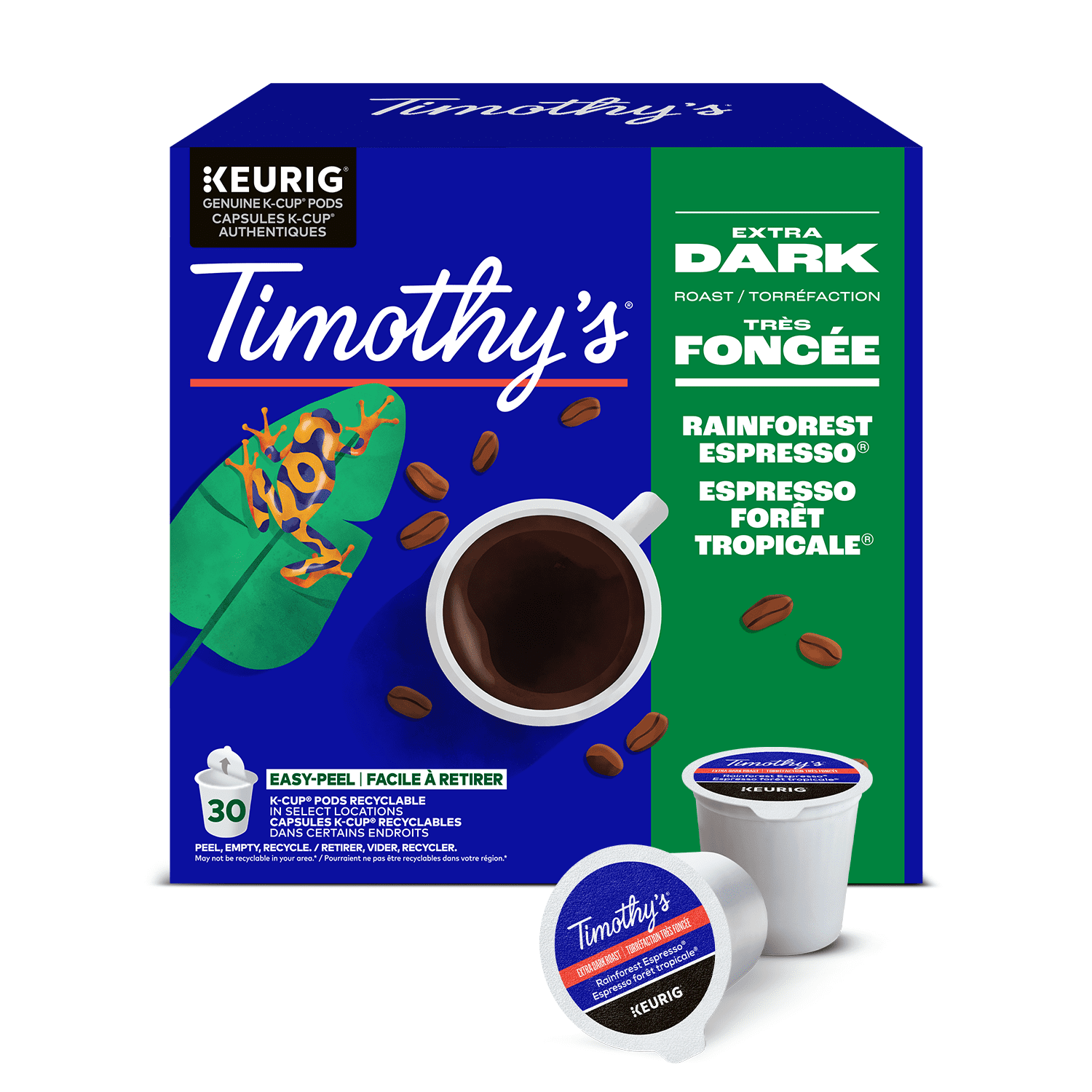 Timothy’s Rainforest Espresso, Extra Dark Roast, K-Cup Coffee Pods
