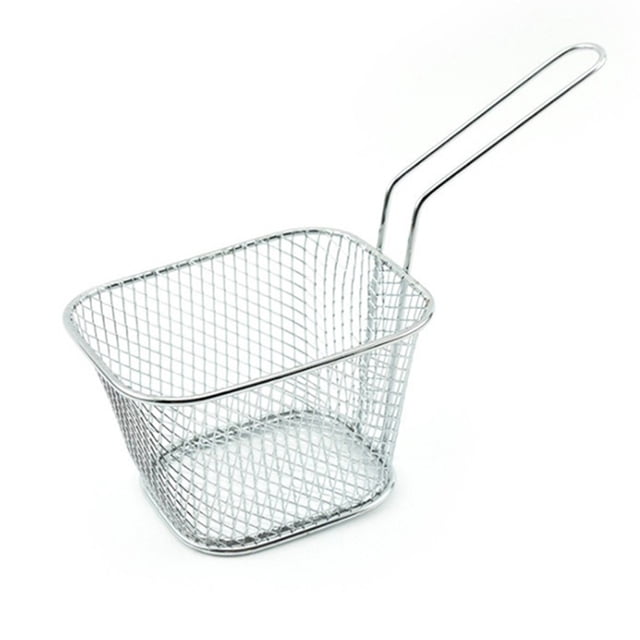 Fry Baskets Stainless Steel Chips Presentation Basket Strainer Taco with Handle