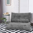 thumbnail image 3 of Gymax Floor Sofa Bed 6-Position Adjustable Sleeper Lounge Couch with 2 Pillows Grey, 3 of 10