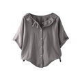 thumbnail image 1 of Blouses pour Femmes Décontractées à Col Rond Boutonnées T-Shirt Basique Confortable Détente Tendance Léger Été Vacances Chemise Douce 2025, 1 of 6