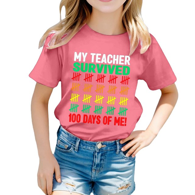Hauts pour Filles Décontractés Imprimés Col Rond Manches Courtes pour Filles - et T-Shirts Confortables pour un Usage Quotidien