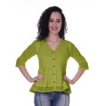 thumbnail image 1 of Moomaya Haut Péplum en Coton pour Femmes Tunique en Coton à Col en V Blouse Ethnique, 1 of 6