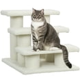 thumbnail image 1 of PawHut 3-Step Pet Stairs, Carpeted Cat Scratching Post, Beige, 1 of 10