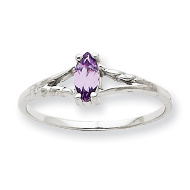 10k White Gold Polished Geniune Rhodolite Garnet Birthstone Ring Size 6