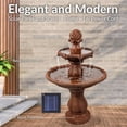 thumbnail image 3 of Sunnydaze Outdoor 2-Tier Solar Powered Water Fountain with Battery Backup and Submersible Pump - 35" - Rust Finish, 3 of 10