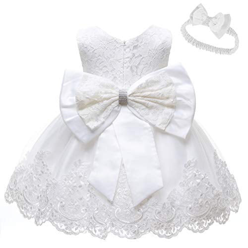 Robe Fleurie pour Bébé Fille Robe de Mariage Fête Robe pour Tout-Petit Anniversaire Occasion Spéciale Robe pour Fille Blanche