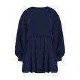 thumbnail image 4 of Womens Oversized Sweatshirt Dress Long Flowy Patchwork Pullover Tops Cute Drop Shoulder Sweatshirts Fall Long Sleeve Mini Dress Teen Girls Crewneck Solid Tunic Pleated Loose Clothing Beig, 4 of 5