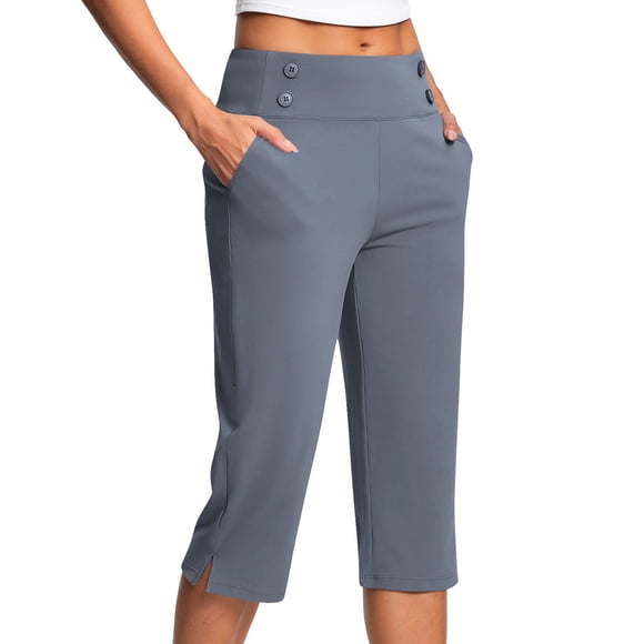 Bocqde Capri Pants for Women, Summer Casual Pull On Womens Capris with Pockets, Women's Casual Pants & Capris, Ladies Capris