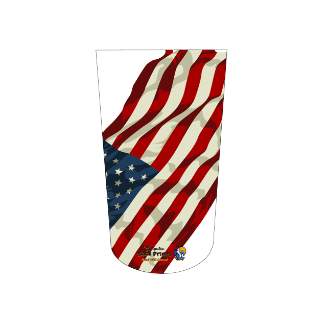 Amputee Sock "Vintage American Flag Angled V1", 3PLY Residual Wound, Over Shrinker Sock