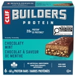 CLIF BUILDERS Protein Bars, Saveur à la menthe de chocolat, 20g de protéines, préparées au Canada, sans gluten, sans édulcorants artificiels, 6x68g