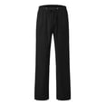 thumbnail image 5 of Men's Loose Plus Cotton Linen Summer Breathable Casual Cropped Pants Solid Drawstring Sweatpants Joggers, 5 of 5