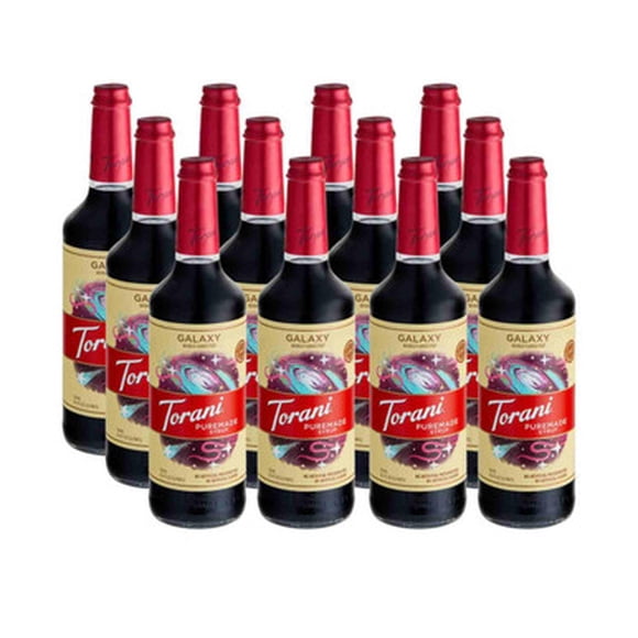 Torani Puremade Galaxy Sweetened Flavoring Syrup – Out-of-This-World Wild Raspberry & Dark Rum Profile, 100% Clean-Label Purity, 750 mL Premium Glass Bottle – Wholesale 12/Case Commercial Master Pack